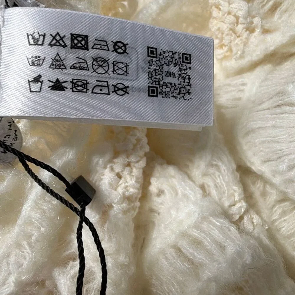 NWT Zara Limited Edition Crochet Knit Scarf Ecru – 96” Long Boho Luxe Wrap